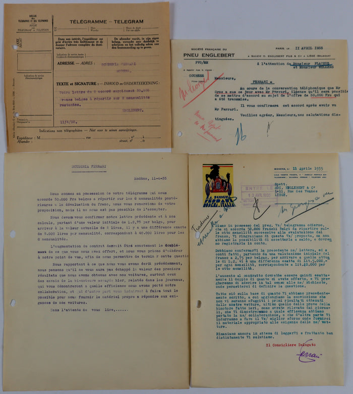 Schreiben handsigniert von Enzo Ferrari von 1935