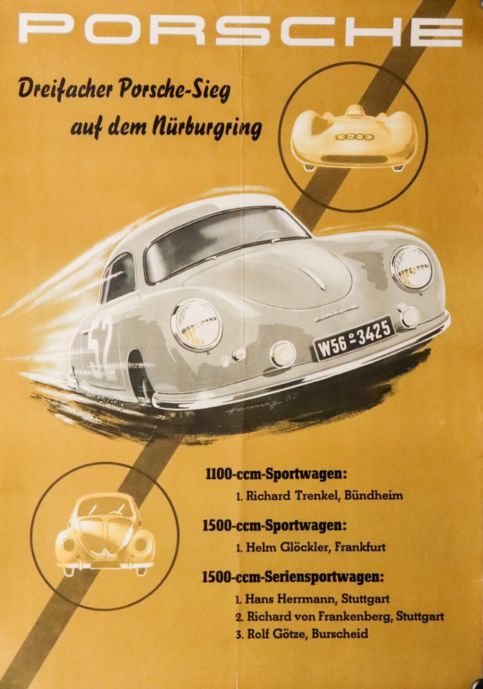 Poster Dreifacher Porsche Sieg auf dem Nürburgring von 1953