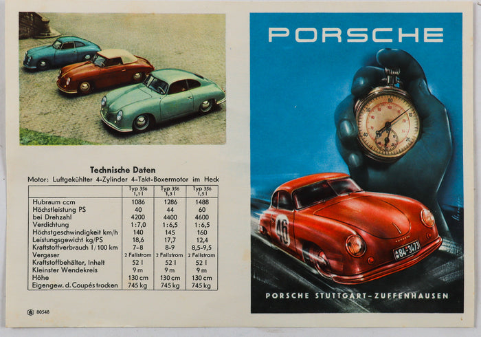 Porsche Prospekt Stundenplan von 1950