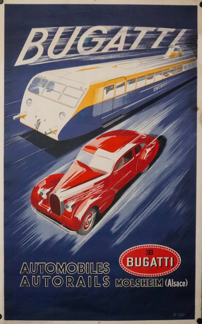 Poster Bugatti Automobiles Autorails Molsheim um 1937