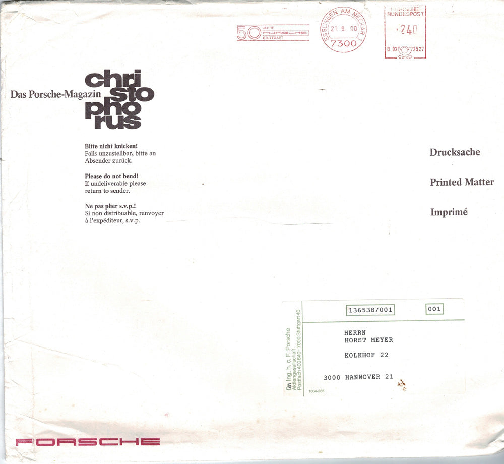 Porsche Zeitschrift Christophorus: Nr. 226, September 1990