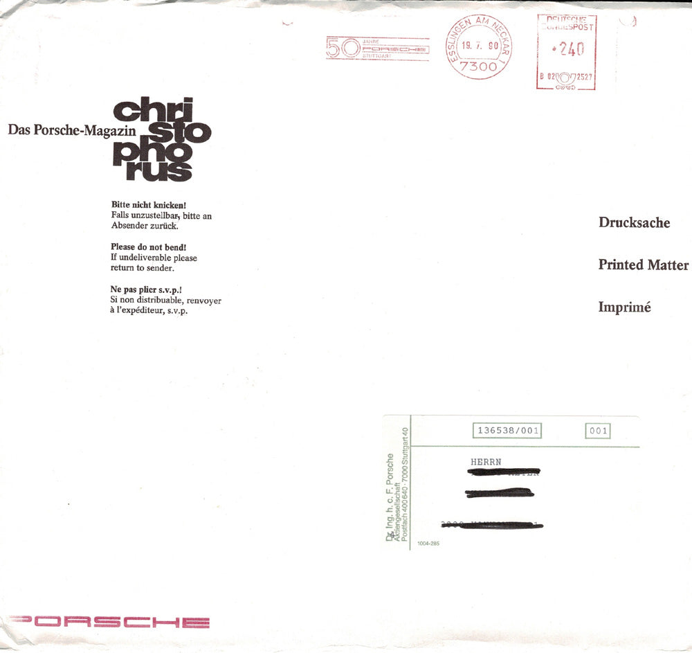 Porsche Zeitschrift Christophorus: Nr. 225, Juli 1990