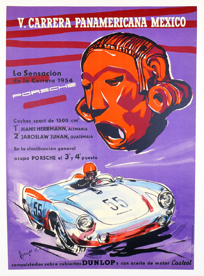 Porsche Poster "V. Carrera Panamericana Mexico" von 1954