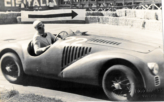 Original S/W Pressefoto Cortese auf Ferrari 125 S