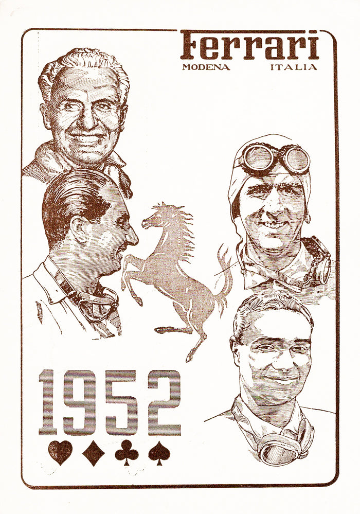 Ferrari Werkspostkarte von den Weltmeistern 1952 "Four Aces"