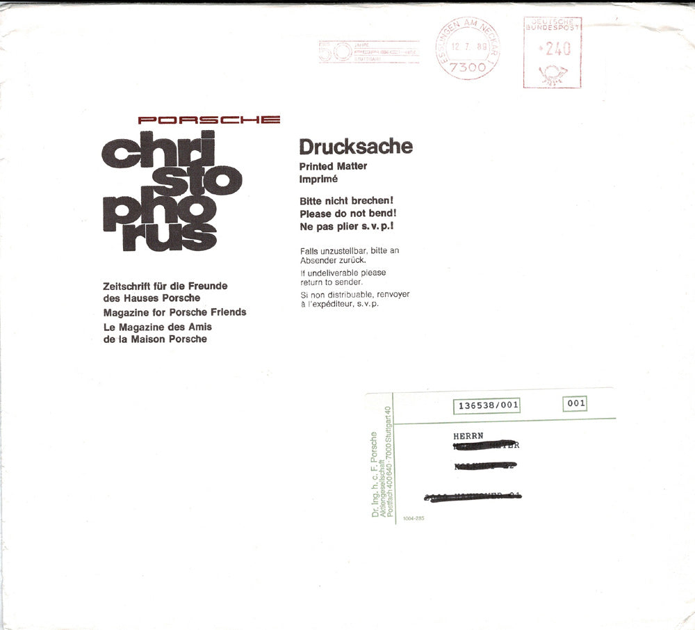 Porsche Zeitschrift Christophorus: Nr. 219, Juli 1989