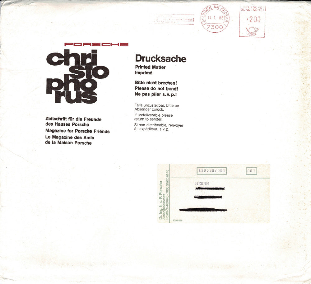 Porsche Zeitschrift Christophorus: Nr. 210, Januar 1988