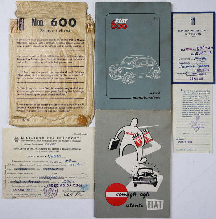 Dino Ferraris Bordmappe für seinen Fiat 600