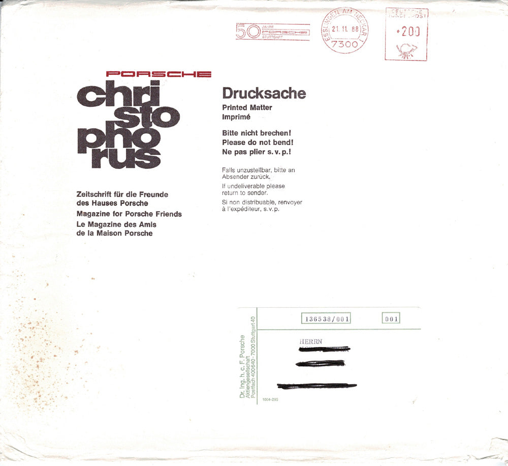 Porsche Zeitschrift Christophorus: Nr. 215, November 1988
