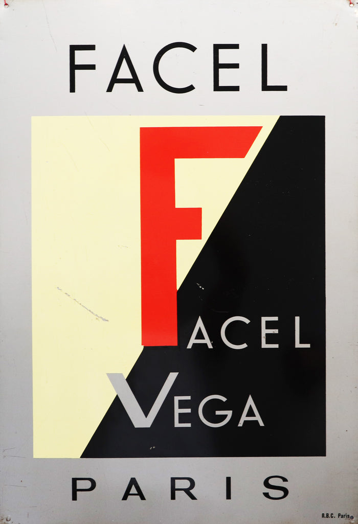 Händlerschild "Facel Vega Paris" Hersteller A. D. C. Paris aus den 50er Jahren