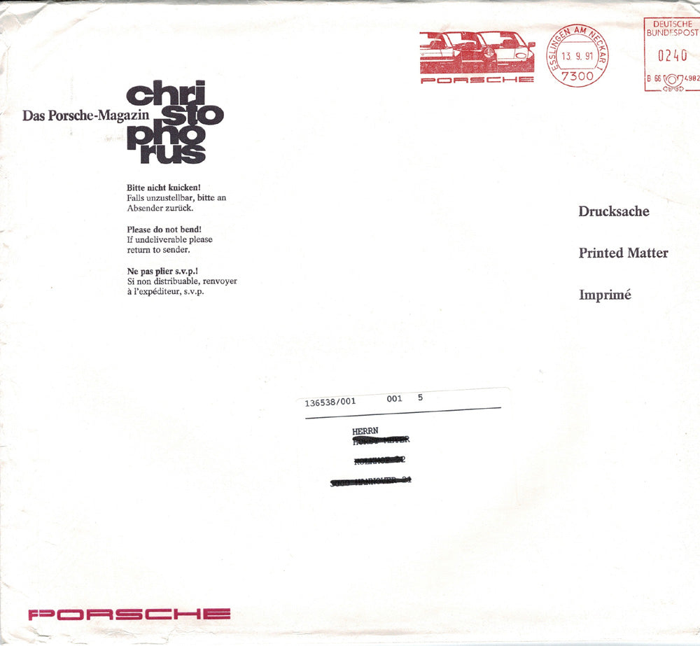Porsche Zeitschrift Christophorus: Nr. 232, September 1991