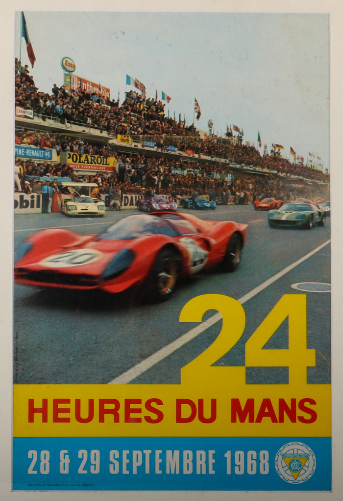 Original Ferrari Veranstaltungsposter 24 Heures du Mans 1968