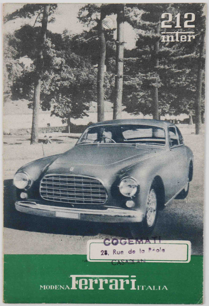 Ferrari Faltprospekt 212 Inter Cogemati Casablanca