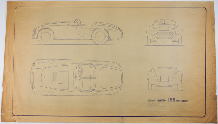Werks-Blaupause Ferrari 166 Mille Miglia Spyder