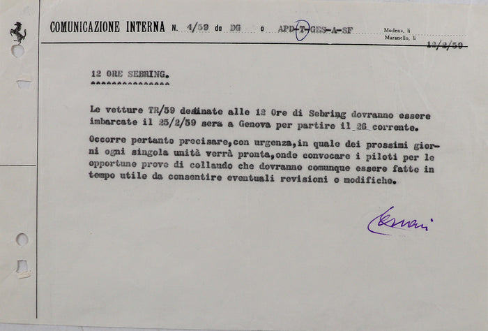 Handsignierte "Cominicazione Interna" von 1959